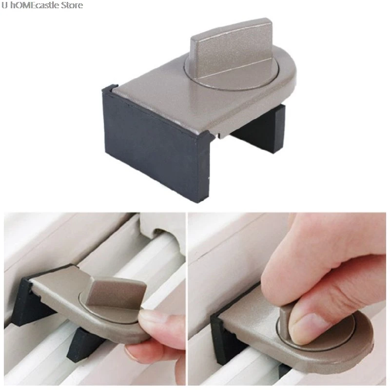 

2Pcs Window Lock Sliding Sash Stopper Cabinet Position Limit Spacer Doors Security Anti-theft Lock Wedge With Rubber Cover