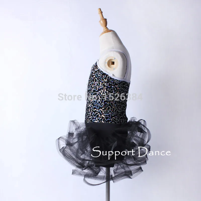Поддерживающий танцевальный Топ для девушек, платье для латинских танцев с блестками, детский современный танцевальный костюм C190