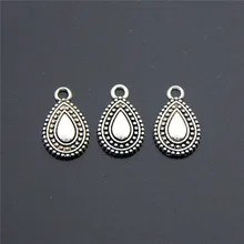50 шт. новые античные серебряные подвески из сплава в форме капли воды ожерелья, браслеты, ювелирные изделия DIY A2284