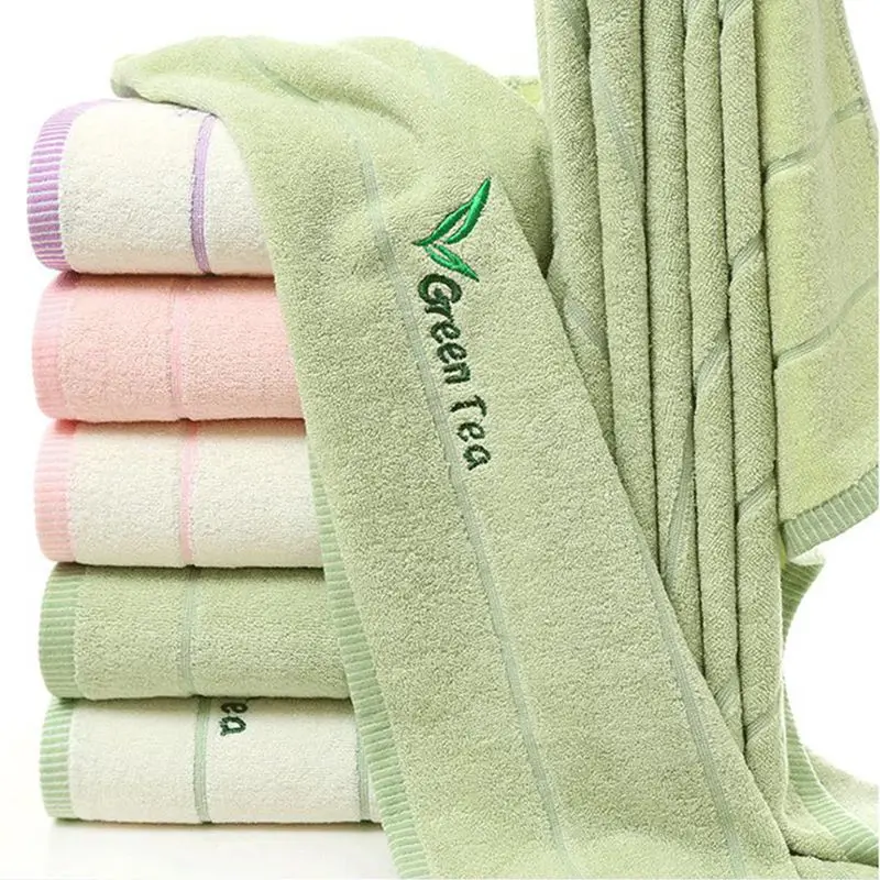 

Plain/Stripes Embroidered Big Bath Towel Quality Cotton Washcloth Soft Cozy Home/Travel Men Women Washing Body Towel 70x140cm/pc