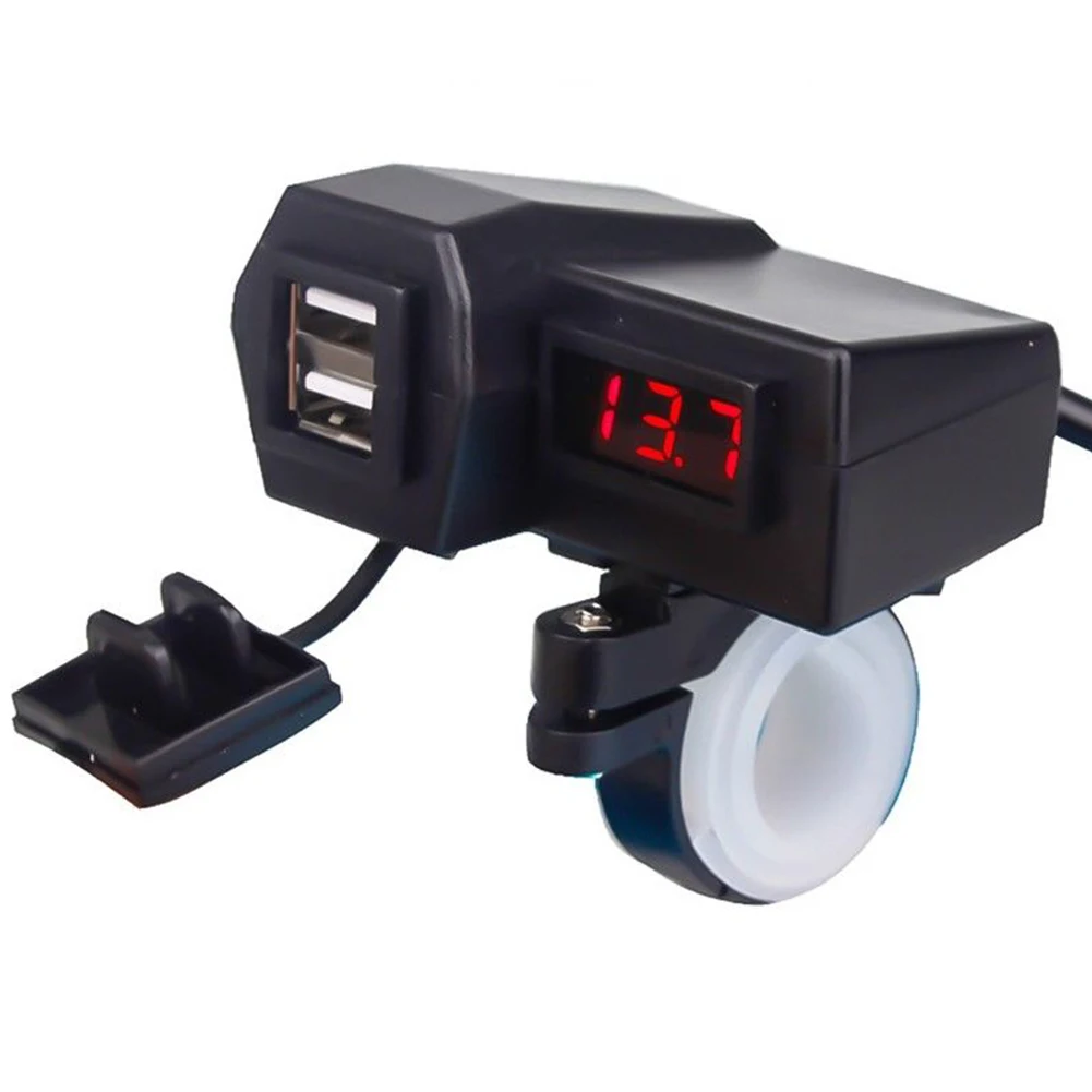 

4 In 1 Stable Dustproof Dual USB GPS Power Adapter Durable Motorcycle Charger Digital Display With Holder Outdoor Vehicle Bike