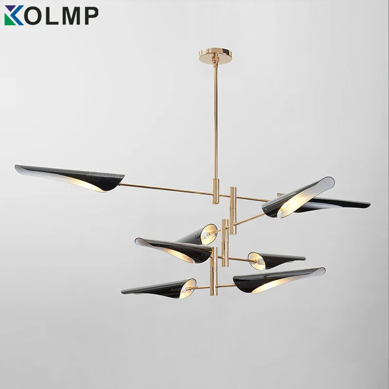 

post modern metal chandelier black/white shade design lights 4/6/8 heads for new house decoration lustres de sala 100-240V