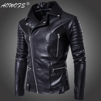 

New fashion 2017 new high-end men's motorcycle leather multi-zipper men's leather jacket
