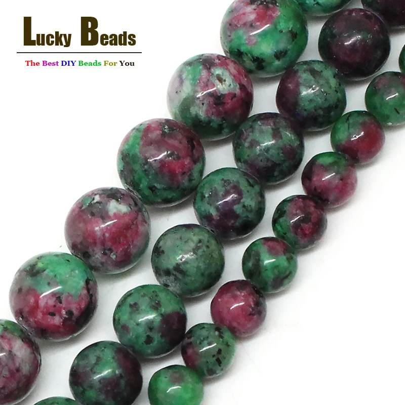 

Natural AAA+ Epidote Zoisite With Red Dye Color Stone Beads For Jewelry Making DIY Bracelet 6/8/10/ 12 mm Strand 15''(F00606)