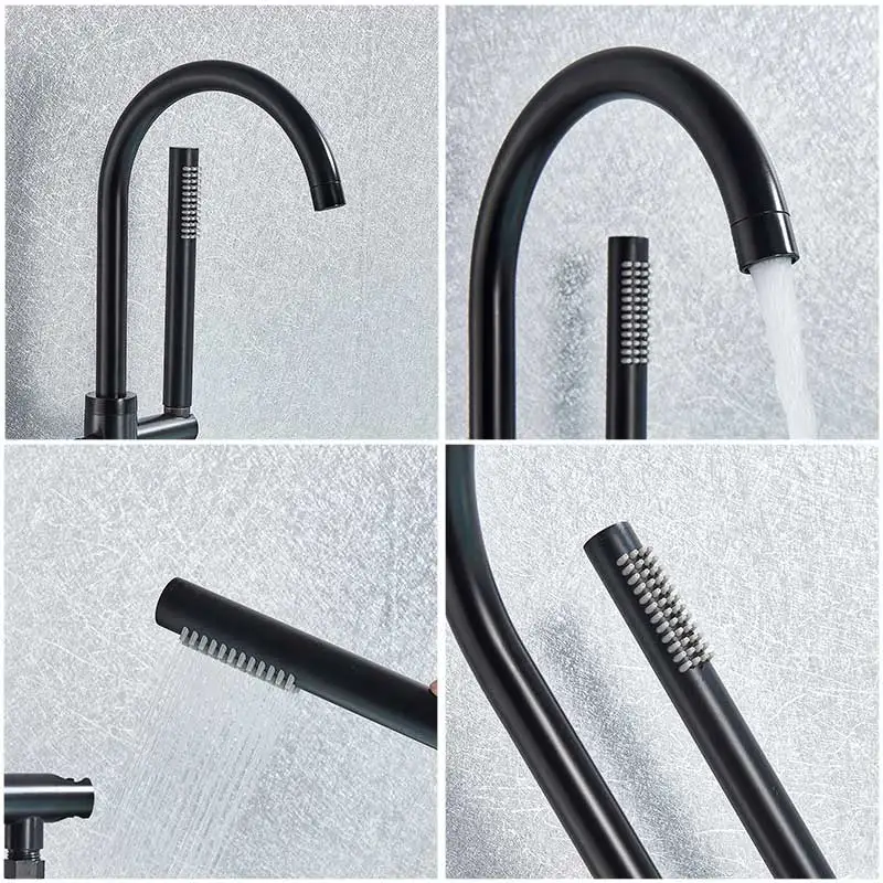 Bathtub Faucet Shower Faucet Black Golden Bathtub Shower Faucet Floor Standing Bath Tub Spout Shower Single Handle Mixer Tap Bathroom Faucet Mixer Tap
