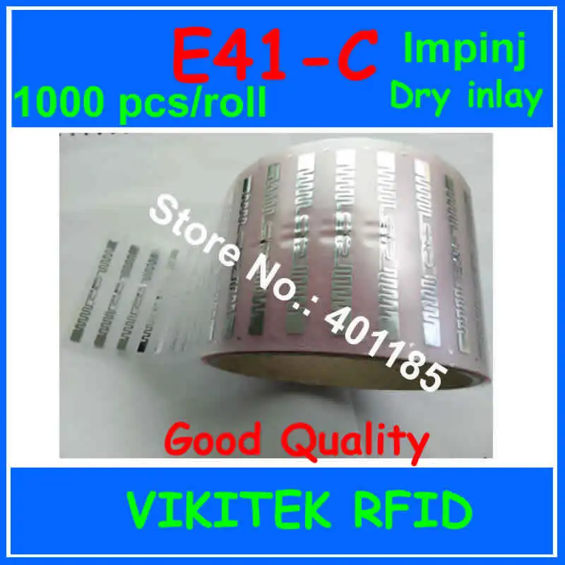 

Impinj E41-C UHF RFID 1000pcs per roll dry inlay 860-960MHZ Monza4 915M EPC C1G2 ISO18000-6C can be used to RFID tag and label