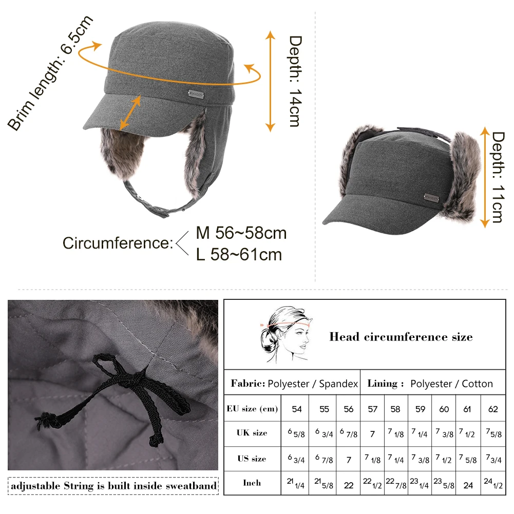 FANCET зима Военная шапка женская мужская кепка хлопок человек женщина Плоский верх колос защита Защита для ушей Согревать регулируемый Военная шляпа 99707