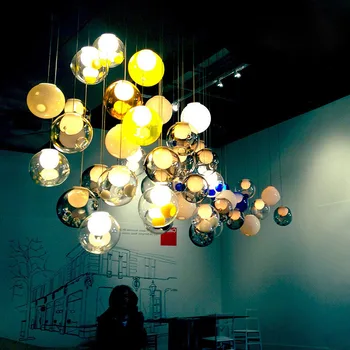 

Creative Colorful Globe Pendant Lights Glass Ball Modern Led Hanging Lamp Round luminaria Home Bar Loft Deco Lights fixtures