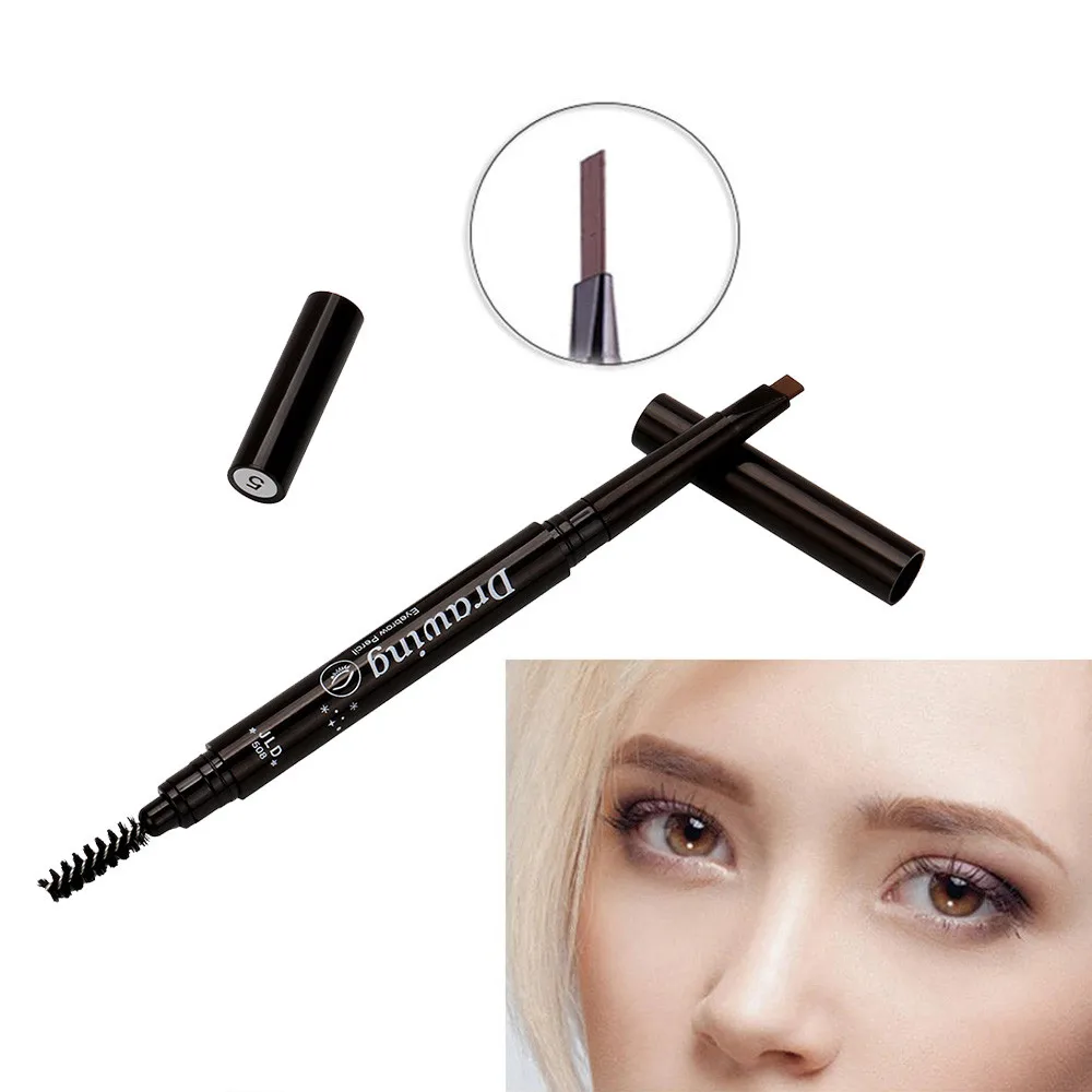 

2 Color Double Ended Eyebrow Pencil Waterproof Long Lasting No Blooming Rotatable Triangle Eye Brow Tatoo Pen YJJ1