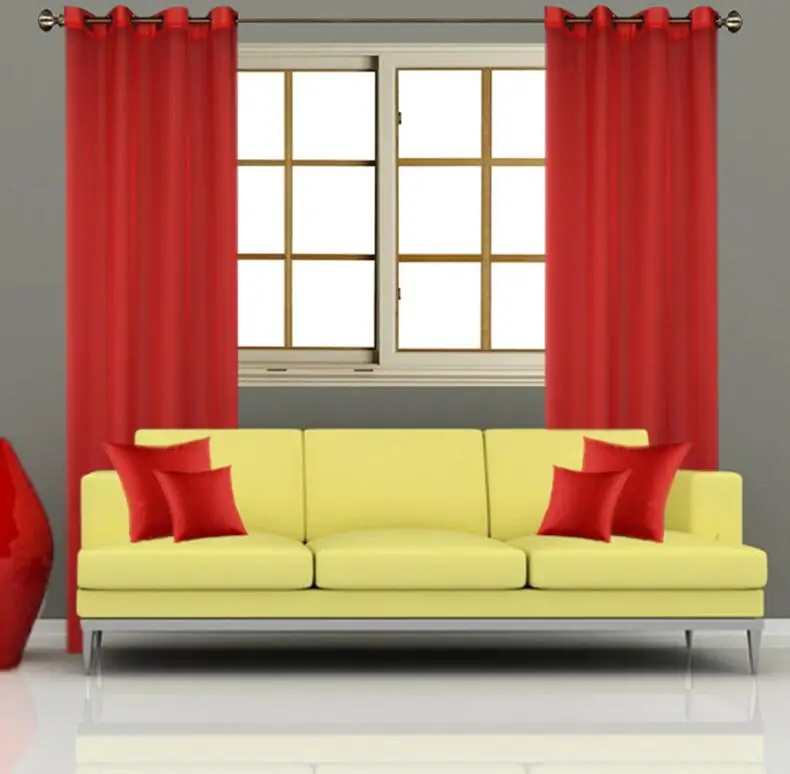Летающий роскошный современный занавес s Гостиная Спальня дверь сплошной яркий цвет домашний декор занавес для французского окна драпировка из тюля Cortina - Цвет: Red