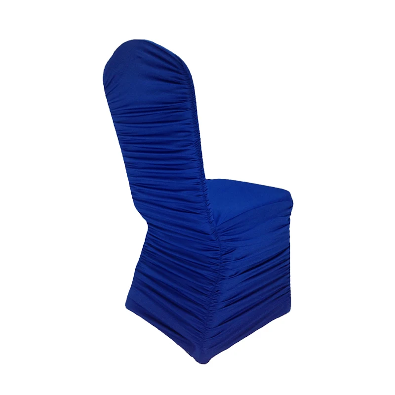 Высокое качество белый гофрированный Ruched спандекс лайкра крышка стула для свадебных мероприятий банкета Украшение для вечеринки в день рождения чехлы для стульев - Цвет: royal blue