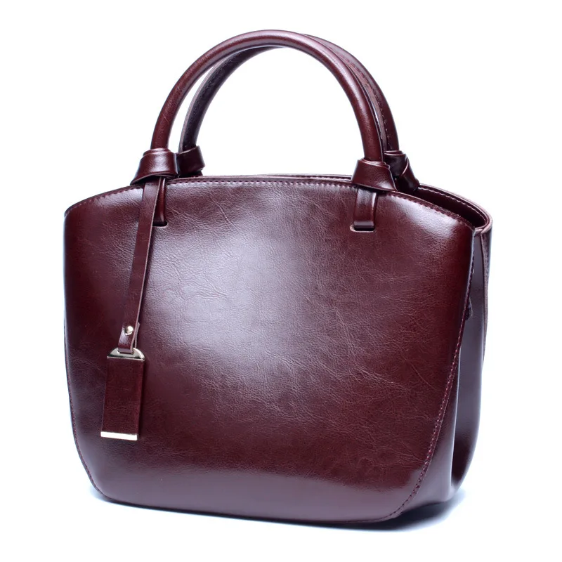 Винтажные женские сумки из натуральной кожи, однотонные коричневые, синие, черные офисные женские сумки на плечо YG296 - Цвет: Бургундия