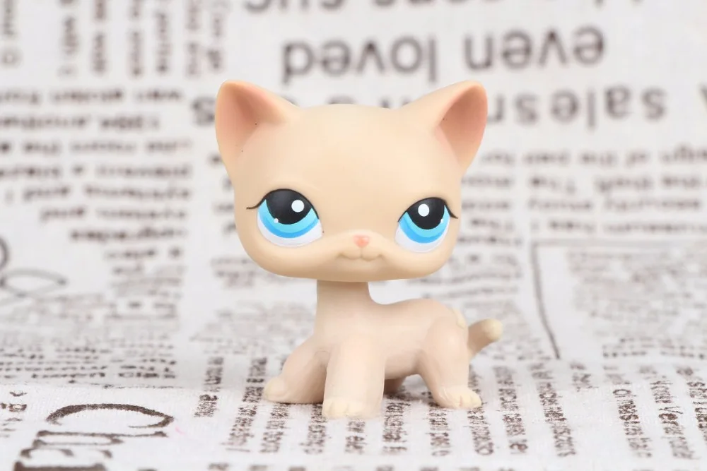 

New Pet Collection Figure LPS #228 European Cat Shorthair Tan White Blue Eyes Figure Kids Toys