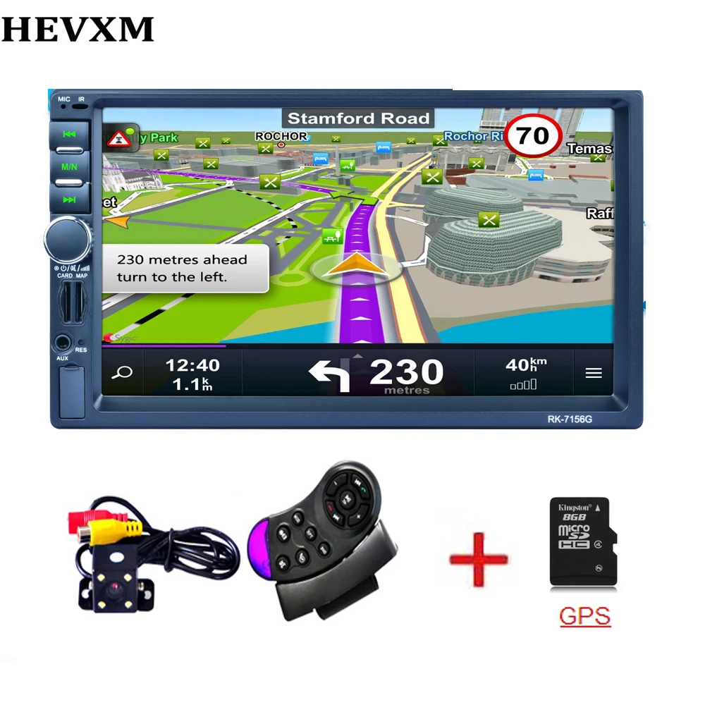 

HEVXM 2 din Car Multimedia Player+GPS Navigaiton+Camera +Map 7'' HD Touch Screen Bluetooth Autoradio MP3 MP5 Player 7156G Radios