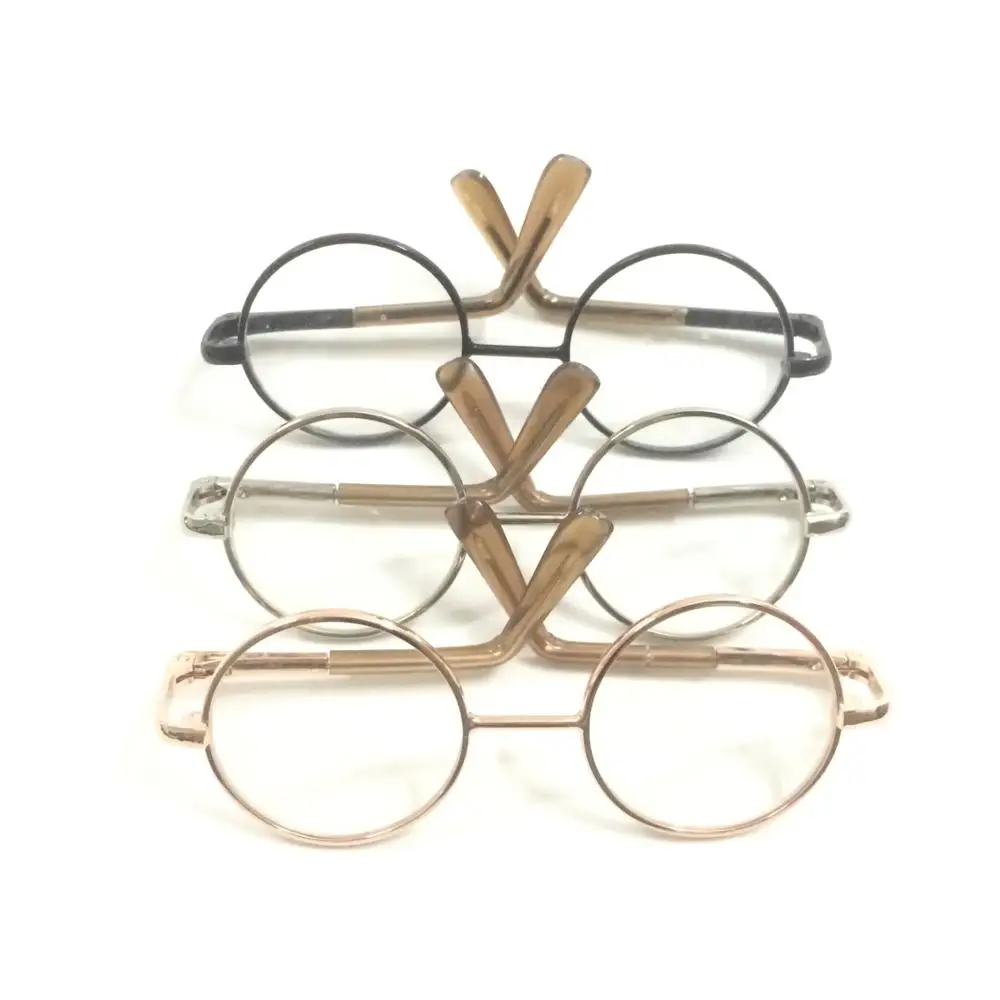 

BEIOUFENG 8CM Round Frame Clear Lens Glasses Eyewear for BJD Dolls,Metal Toy Glasses for Blyth 18 Inches Girl Doll Glasses 6 Pcs