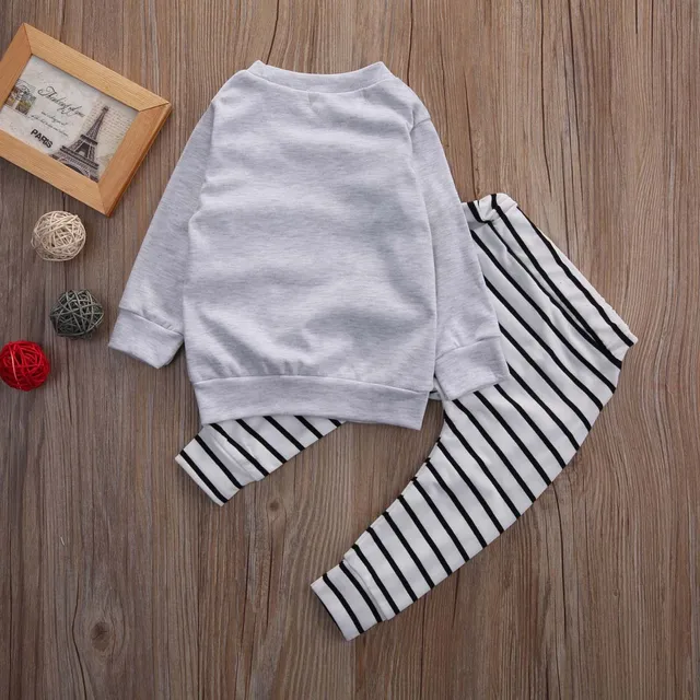 Cute Newborn Baby Girl Boy Clothes eyelash Tops T-shirt Long Sleeve + Striped Pants Casual 2pcs Outfits Set Autumn