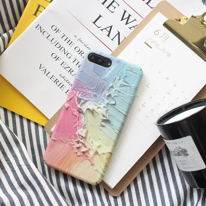 

Colorful Scrawl Phone Case For iphone X Cases For iphone 7 6 6S 8 Plus Back Cover Fashion Abstract Art Oil Painting Hard Cases