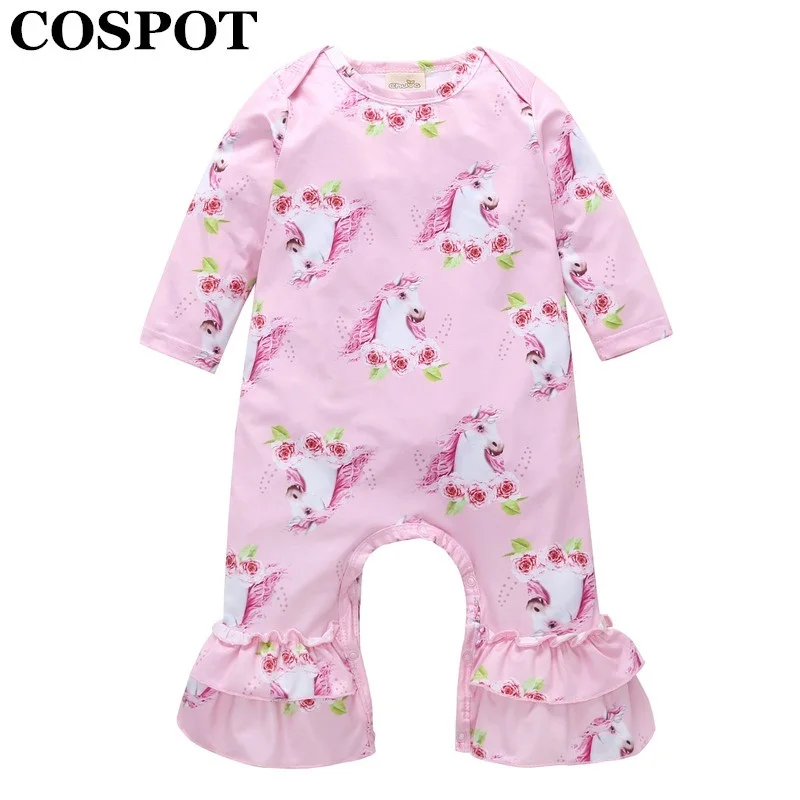COSPOT Baby Girls Jumpsuit Spring Floral Ruffle Legges Body Suits
