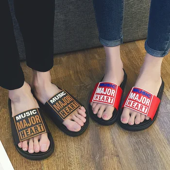 

Women Summer Slippers Lover's Slippers Couple's Slippers Sofa Bottom Flat Heel Beach Slippers Outdoor Slides Wash Room Slides