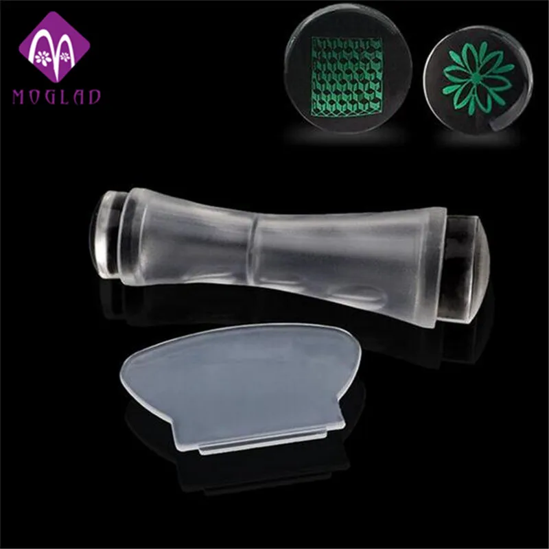 

New 2.4cm/2.8cm Double Heads Clear Jelly Nail Stamper Scraper Set Silicone Polish Printing Nail Art Stamp Stamping Tools