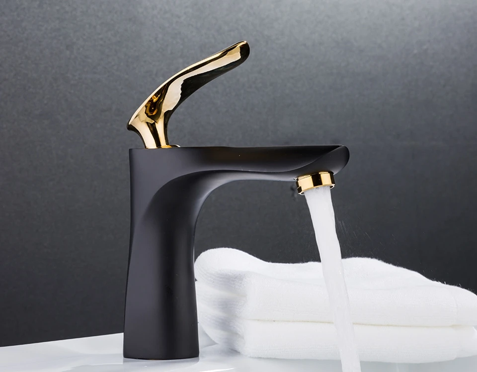 MOIIO black and GOLD/Chrome Basin Faucet Torneira Leaf shape Bathroom sink faucet  variety color options luxury designer plates