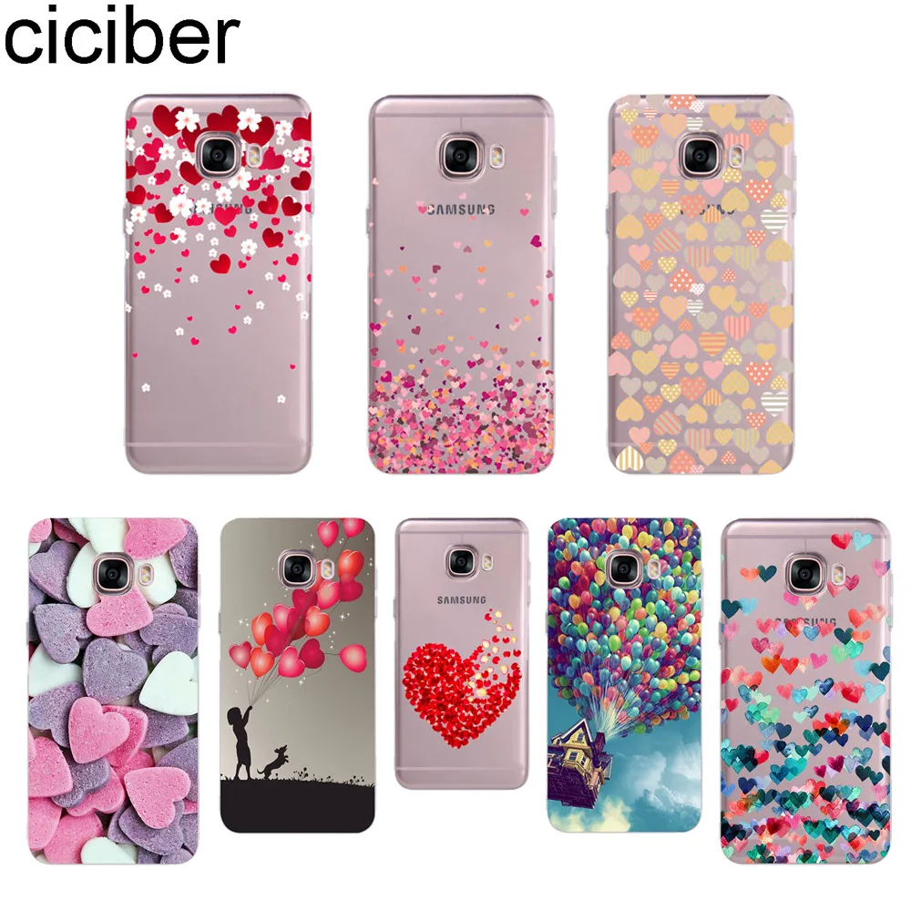 

Ciciber For Samsung Galaxy C7 C7 PRO C5 C5 PRO C9 C9 PRO C10 PRO C10 PLUS Silicone Back Cover Soft TPU Phone Cases Fundas Heart