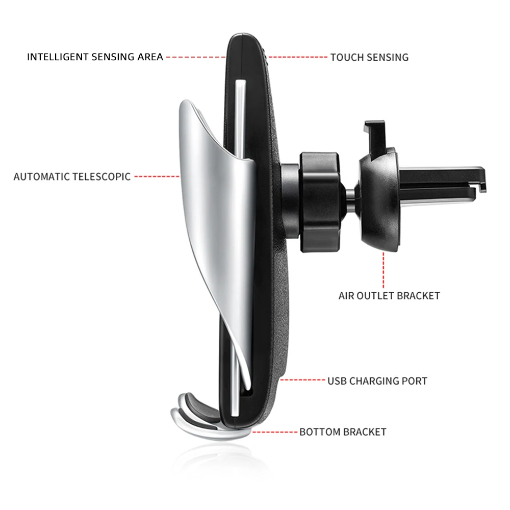 Беспроводное Автомобильное зарядное устройство с креплением на вентиляционное отверстие ИК интеллектуальное чувствительное зарядное устройство смарт-держатель для мобильного телефона 1 шт
