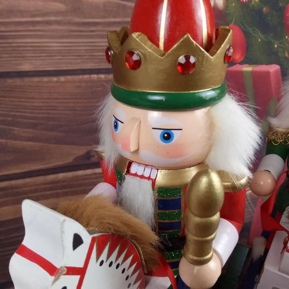 14 дюймов традиционный король Щелкунчик деревянная кукольная фигурка с лошадкой-качалкой коллекционное деревянное ремесло Рождественское украшение