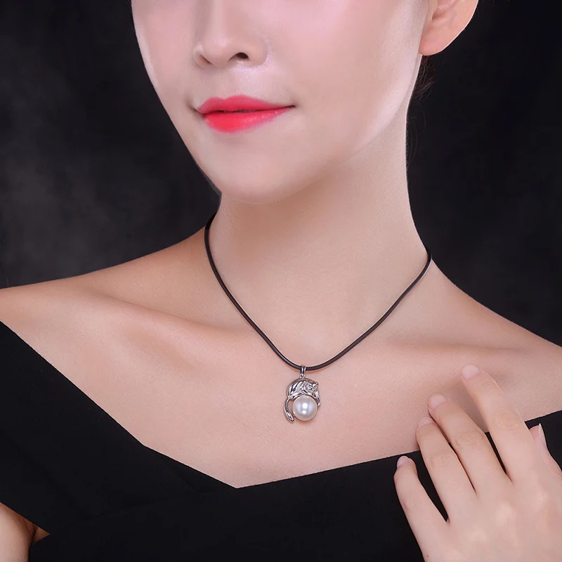 Sinya Natural big pearls pendant charm necklace in 925 sterling silver Fashion Fox Design jewelry (2)