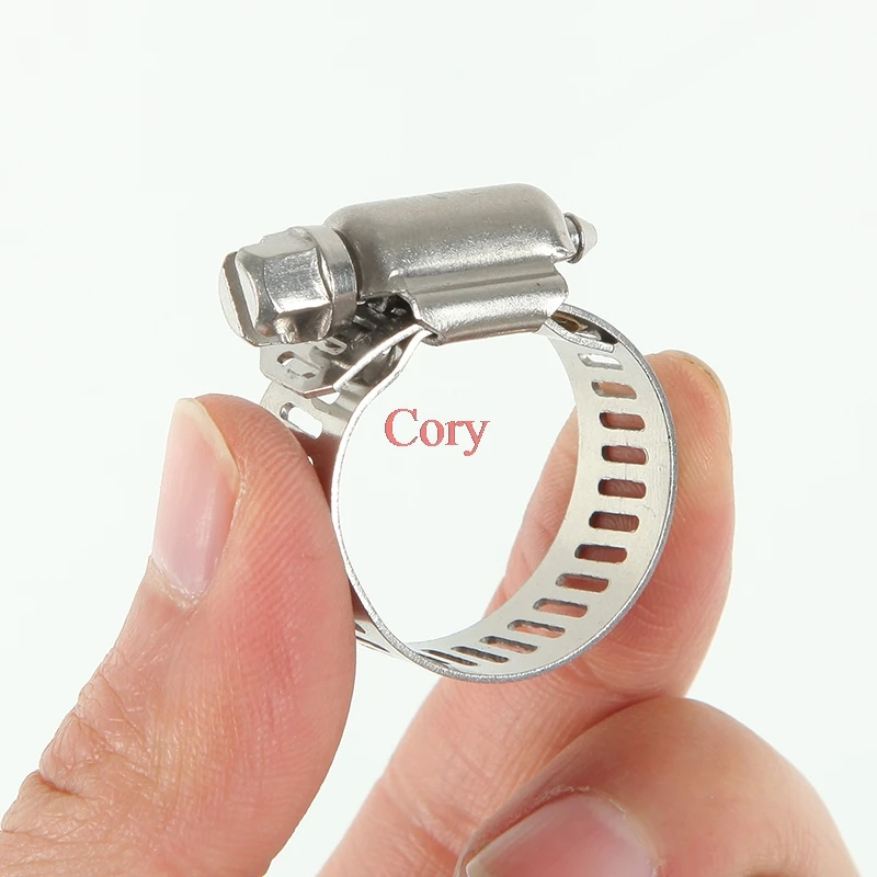 Size: 35-51mm Ochoos 10Pcs Adjustable Screw Worm Drive Hose Clamp 304 Stainless Steel Hose Hoop Pipe Clamp Clip 