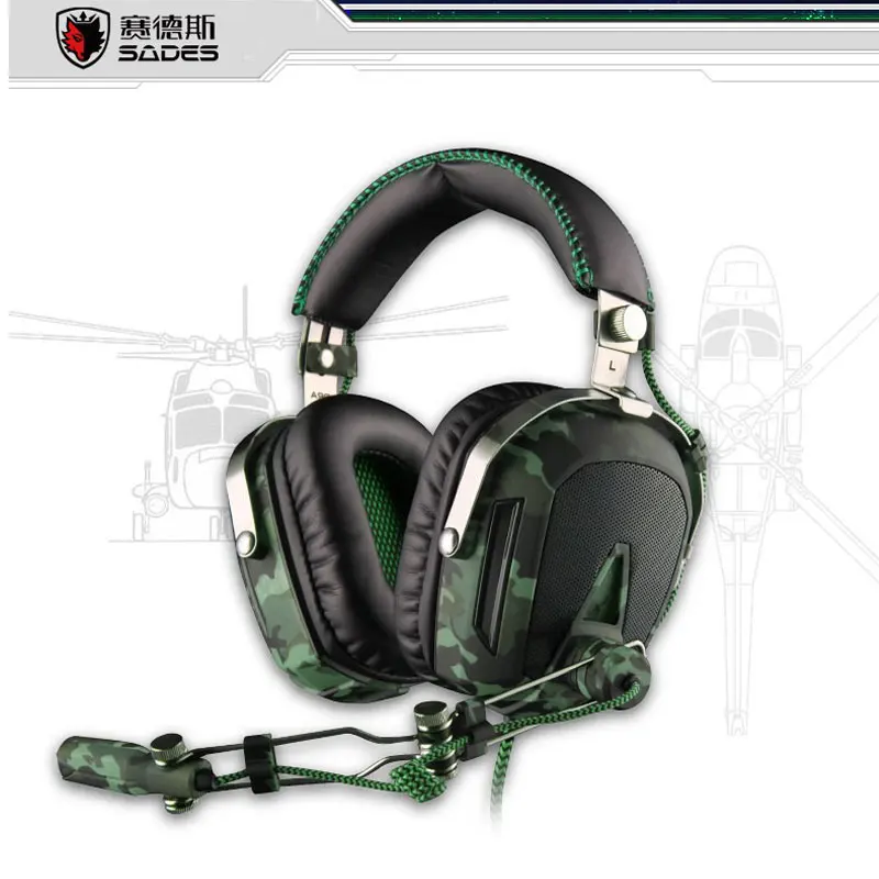 A90 Профессиональный Gaming Headset SADES 6 LED Дыхание Свет HIFI Тяжелый Бас 7.1 Surround Pro