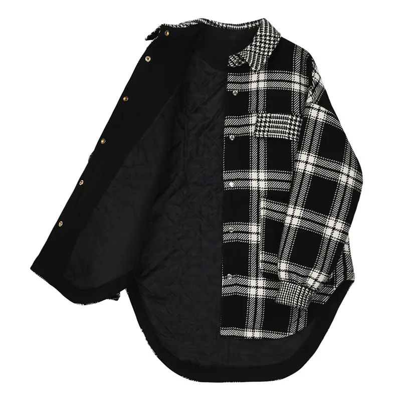 Lâche See Collier xitao 2019 Unique Manches Lyh2816 down Casual Fahison Poche Poitrine Pleine Plaid Printemps Femmes Picture De Turn Mélange Corée Nouveau qfRfwTWO
