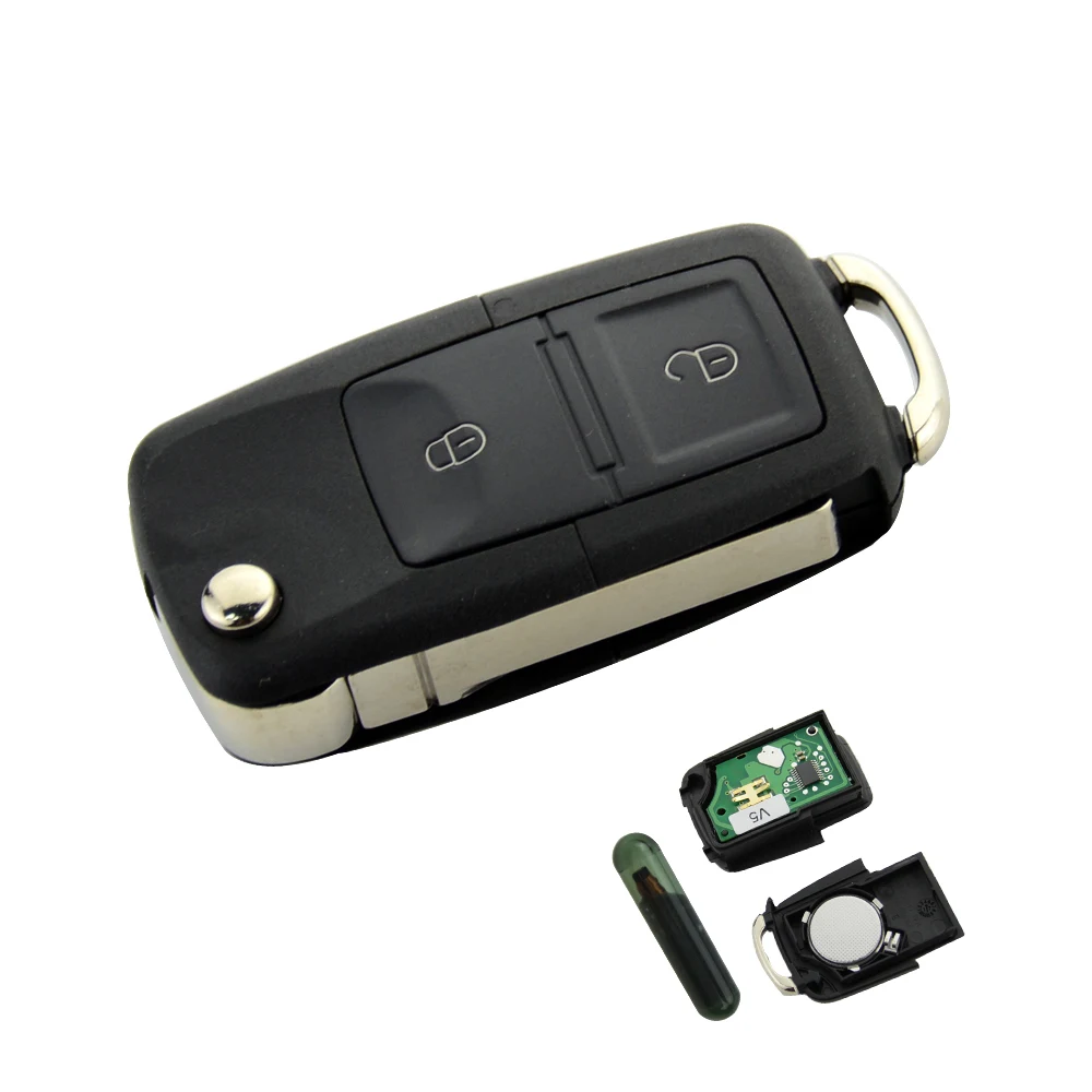 Okeytech 2 кнопки дистанционного ключа флип складной 434 МГц ID48 транспондер чип для VW Golf 4 5 Passat b5 b6 polo Touran 1 JO 959 753 AG