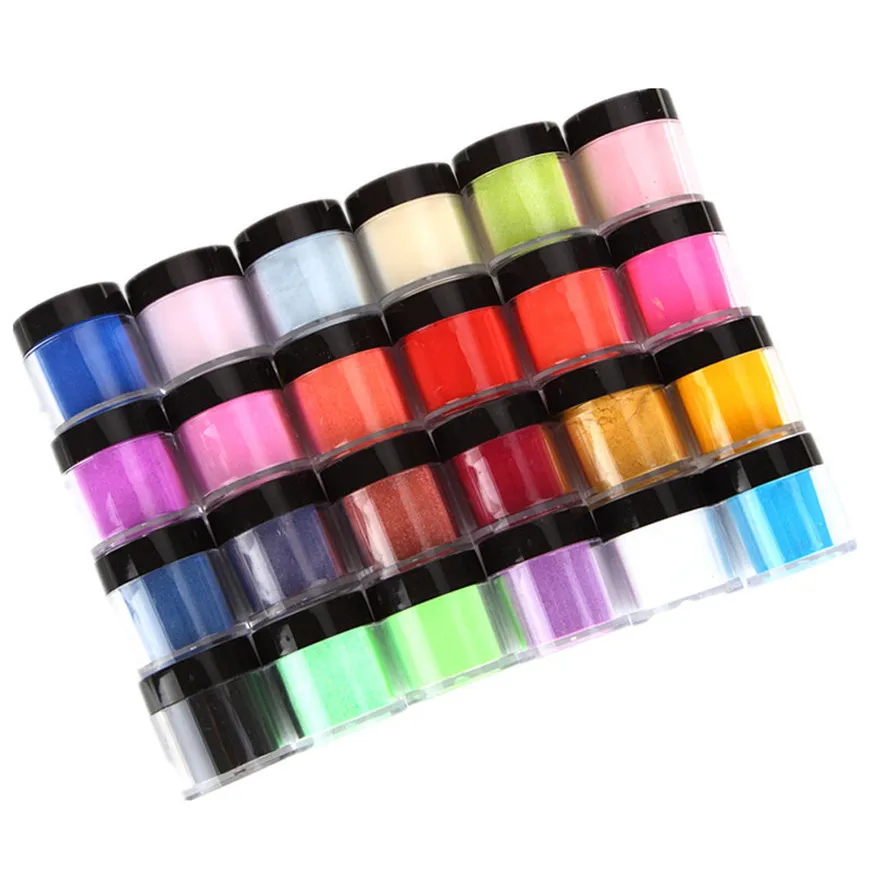 

2017 Random Color 24 Colors Acrylic Nail Art Tips Carving Dust Design Decoration 3D DIY Decoration Set
