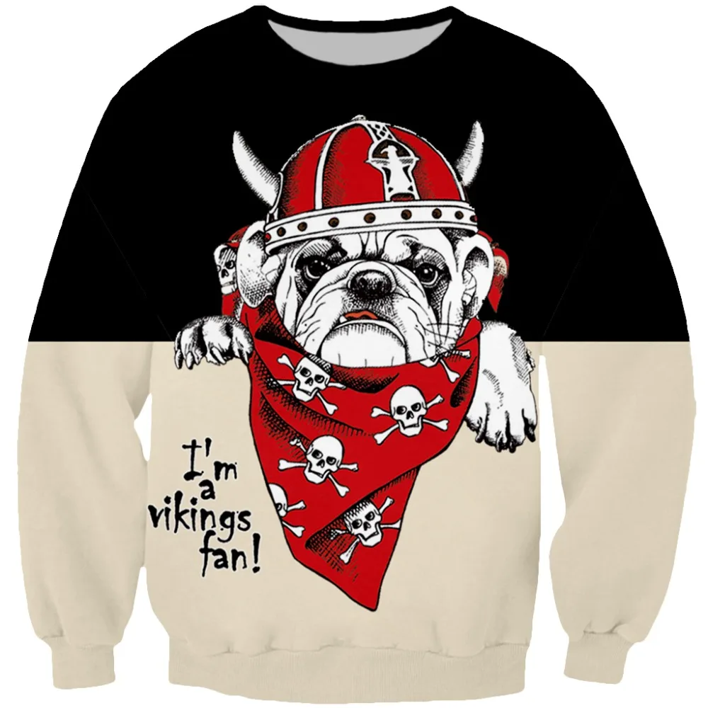 

PLstar Cosmos Funny Christmas pirate bull dog 3d Printe Hoodie For Women Men Hoodies/Sweatshirt Baseball Button Tee Tops