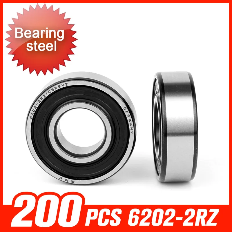 

200pcs 6202-2RZ Bearing 35x15x11mm Bearing Steel Bearings For Agriculture Chemical Industry Hardware Tool Accessories