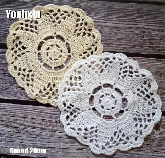 

20CM Round Vintage Cotton Crochet Lace Doilies Napkin Tea Cup Mug Coffee Coaster Dining Talbe Mat Placemat Wedding Kitchen Pad