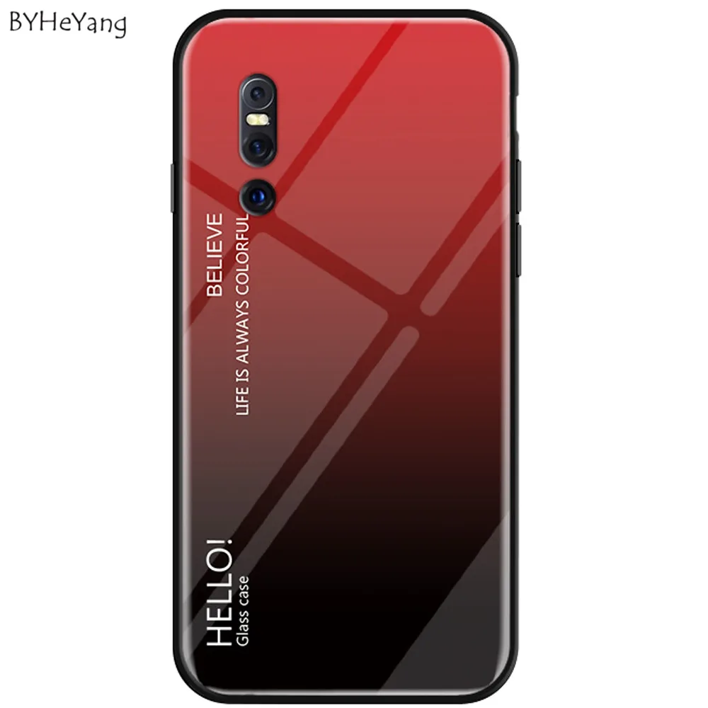 ДЛЯ Vivo V15 Pro Чехол на V 15 из закаленного стекла с градиентом жесткий чехол мягкая TPU