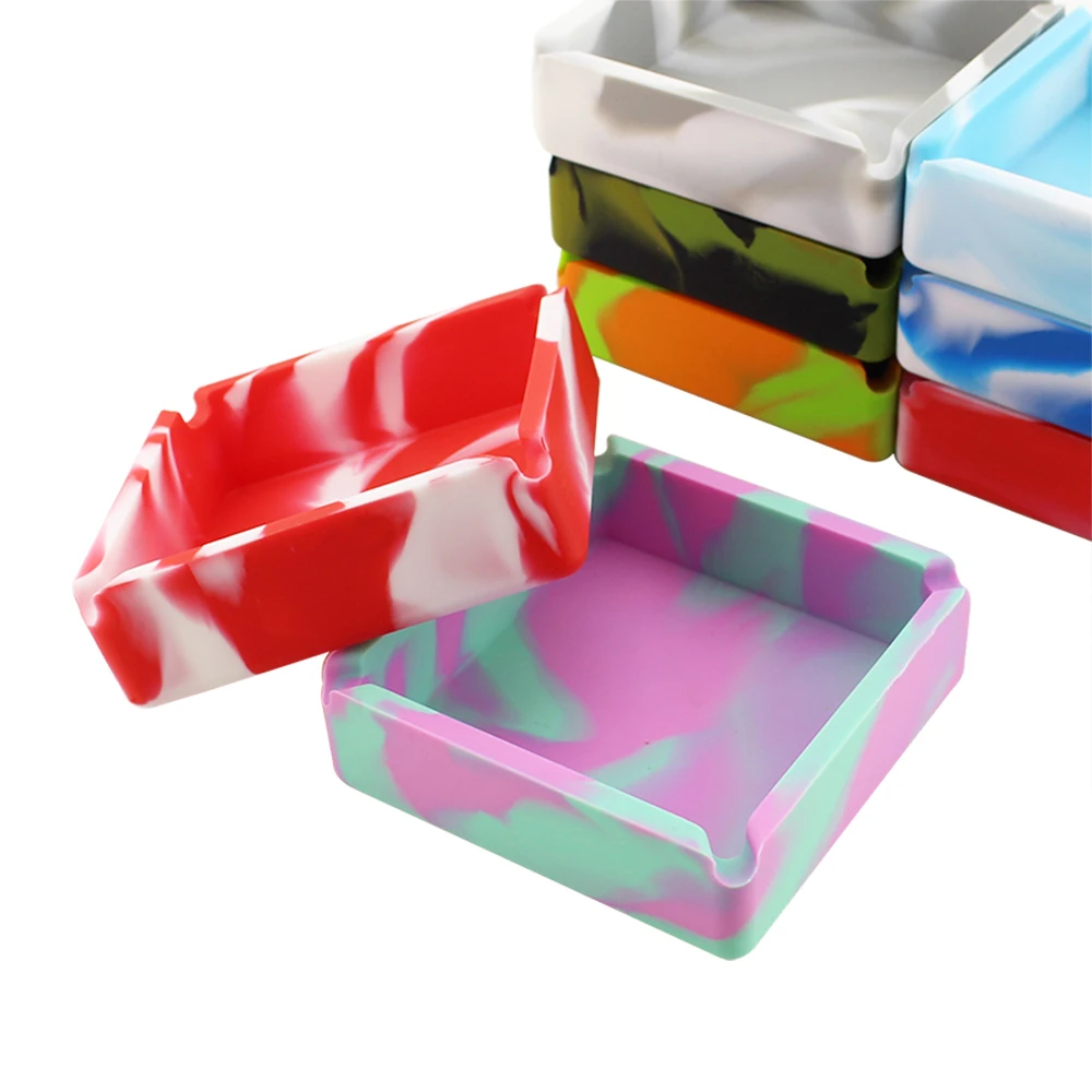 

Large square silicone ashtray shatter-resistant camouflage soot high temperature portable ashtray pocket ashtray