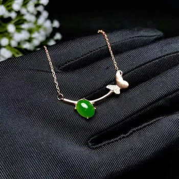 

SHILOVEM 925 sterling silver Natural green Jasper pendants classic fine Jewelry women wedding necklace wholesale blp070901agby