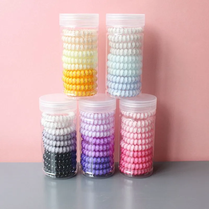 

10pcs/lot New 3 cm hair rope Color Gradual Chang Telephone Line hair rope elastic s Kid Ponytail Holde Hair Accessories Suit