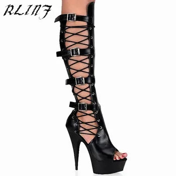 

Summer New 15cm Super High Heels Fine with Waterproof Cross Straps High Boots