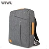 WIWU Laptop Backpack 15.6 15.4 15 17 Canvas Waterproof Backpack Genuine Leather Bag for Macbook Men's Backpack Gray Blue Handbag