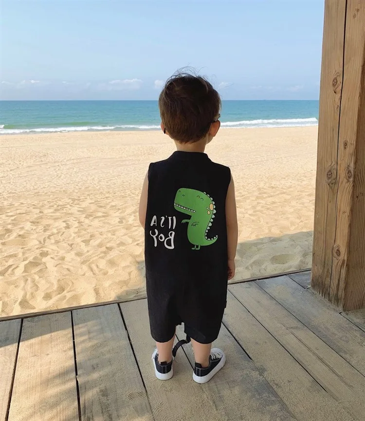 

Babys Jumpsuits 6M-18M Cotton Newborn Baby Boy Girl Dinosaur Romper Jumpsuit Clothes Summer Sleeveless Beach Outfit Clothes