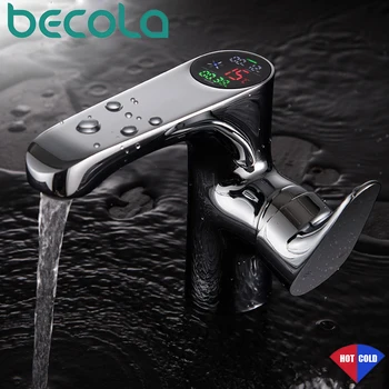 

Chrome Polished LED Bathroom Sink Faucet Deck With Intelligent Digital Display Basin Faucet Cold And Hot Water faucet Mixer Tap