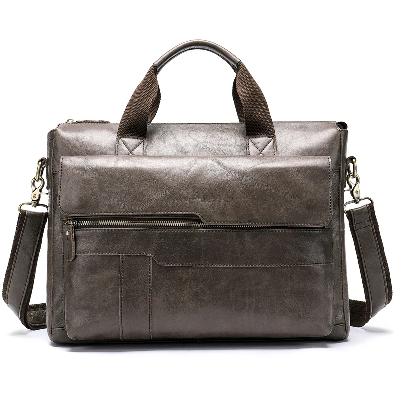 

2019 Genuine leather men's Briefcase vintage business computer bag fashion messenger bags man shoulder bag postman male Handbags