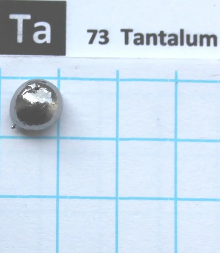 

Solid 99,95% Tantalum Metal Meltpellet 2g - Pure Element 73 sample