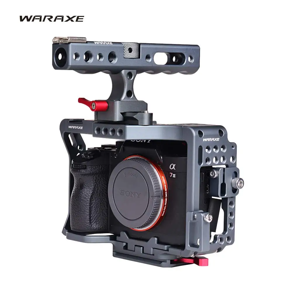 

WARAXE A7III A7R3 Cage Kit for Sony A7RIII / A7III/A7MIII A73 R3 Camera Protection Rig for Camera NATO Top Handle Grip Included