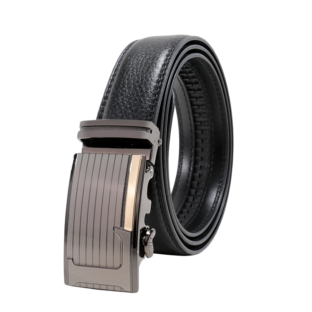 New Men's Genuine Leather Ratchet Dress Belt with Automatic L Buckle