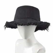 Унисекс с потертостями, шляпа с мытым ведром, складная шляпа рыбака, козырьки, винтажная черная шапочка для бассейна, чародейные шляпы от солнца